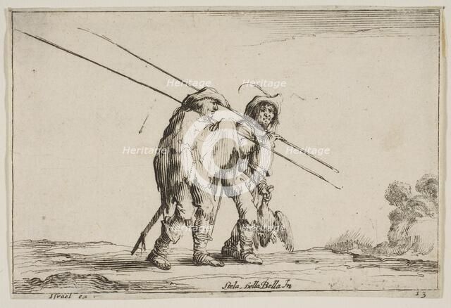 Plate 13: Two pikemen walking towards the right, each with their pikes in their right hand..., 1642. Creator: Claude Goyrand.