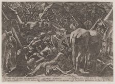 Plate 14: Gideon Terrorizing the Enemy Camp, from The Battles of the Old Tes..., ca. 1590-ca. 1610. Creator: Antonio Tempesta