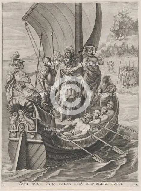 Plate 14: Ferdinand on a voyage with the Argonauts; from Guillielmus Becanus's 'Serenissim..., 1636. Creators: Jacobus van Schoor, Johannes Meursius, Willem van der Beke.