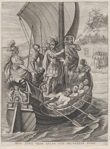 Plate 14: Ferdinand on a voyage with the Argonauts; from Guillielmus Becanus's Serenissim..., 1636. Creators: Jacobus van Schoor, Johannes Meursius, Willem van der Beke