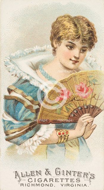 Plate 14, from the Fans of the Period series (N7) for Allen & Ginter Cigarettes Brands, 1889. Creator: Allen & Ginter.