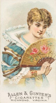 Plate 14, from the Fans of the Period series (N7) for Allen & Ginter Cigarettes Brands, 1889. Creator: Allen & Ginter