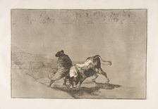 Plate 14 from the Tauromaquia': The very skillful student of Falces, wrapped in his cape..., 1816. Creator: Francisco Goya