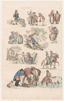 Plate 14, Outlines of Figures, Landscapes and Cattle...for the Use of Learners, Ju..., June 1, 1790. Creator: Thomas Rowlandson