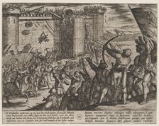 Plate 14: New Attack on the Old Fortress, from The War of the Romans Against the Batavians..., 1611. Creator: Antonio Tempesta