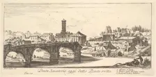 Plate 14: Senatorial Bridge, today called the Ponte Rotto (Broken Bridge). 1. Temple o..., ca. 1748. Creator: Giovanni Battista Piranesi