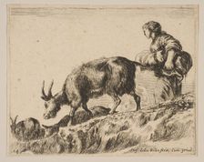 Plate 14: shepherdess herding goats, ca. 1641. Creator: Stefano della Bella