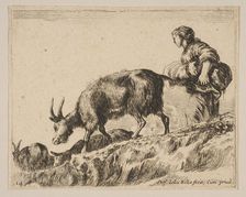Plate 14: shepherdess herding goats, ca. 1641. Creator: Stefano della Bella