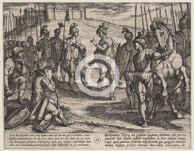 Plate 15: Civilis Treating with a Roman Commander, from The War of the Romans Against the ..., 1611. Creator: Antonio Tempesta.