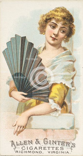 Plate 15, from the Fans of the Period series (N7) for Allen & Ginter Cigarettes Brands, 1889. Creator: Allen & Ginter.
