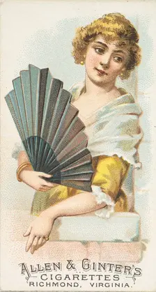 Plate 15, from the Fans of the Period series (N7) for Allen & Ginter Cigarettes Brands, 1889. Creator: Allen & Ginter