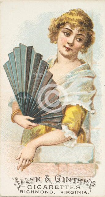 Plate 15, from the Fans of the Period series (N7) for Allen & Ginter Cigarettes Brands, 1889. Creator: Allen & Ginter.