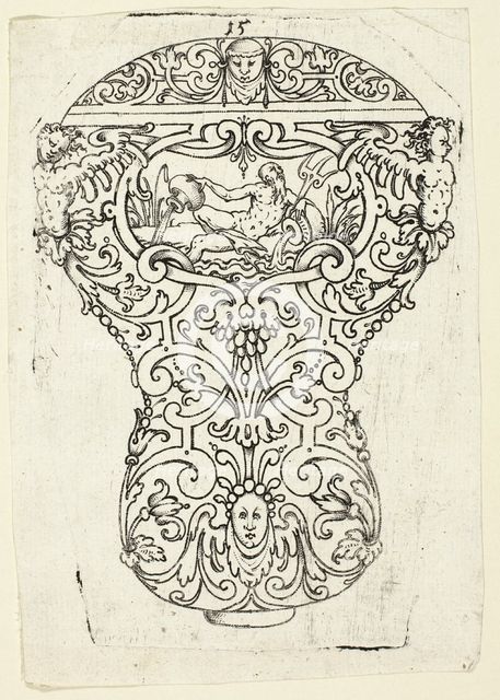 Plate 15, from twenty ornamental designs for goblets and beakers, 1604. Creator: Master AP.