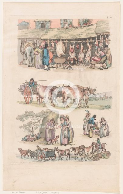 Plate 15, Outlines of Figures, Landscapes and Cattle...for the Use of Learners, Ju..., June 1, 1790. Creator: Thomas Rowlandson.