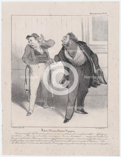 Plate 15: Robert Macaire commis-voyageur, 1838.  Creator: Honore Daumier.