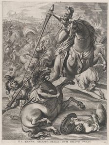 Plate 16: Battle of Achilles against the Trojans; from Guillielmus Becanus's Serenissimi ..., 1636. Creators: Johannes Meursius, Willem van der Beke