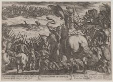 Plate 16: David Killing Goliath, from The Battles of the Old Testament ca...., ca. 1590-ca. 1610. Creator: Antonio Tempesta