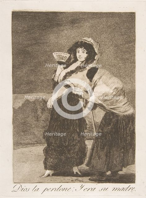 Plate 16 from 'Los Caprichos':For heaven's sake: and it was her mother (Dios la Perdone: Y..., 1799. Creator: Francisco Goya.