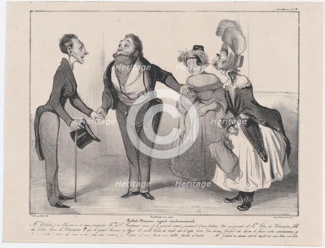 Plate 16: Robert Macaire agent matrimonial, 1838. Creator: Honore Daumier.