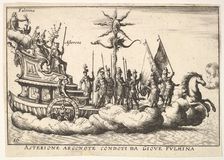 Plate 16: The Argonaut Asterion led by a young figure of lightning (Asterione argonote con..., 1664. Creator: Unknown