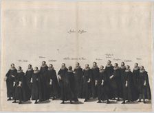 Plate 17: Aides marching in the funeral procession of Archduke Albert of Austria; from Po..., 1623. Creator: Cornelis Galle I