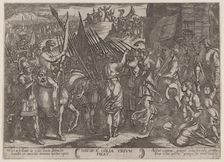 Plate 17: David Returning in Triumph with the Head of Goliath, from The Batt..., ca. 1590-ca. 1610. Creator: Antonio Tempesta