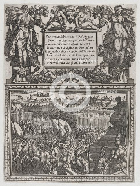 Plate 17: Illustration to Canto XVII, from Torquato Tasso's 'Gerusalemme liberata..., ca. 1590-1630. Creator: Antonio Tempesta.