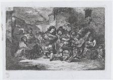 Plate 17: street musicians and dancing figures, from the series of customs and pastimes of..., 1850. Creator: Francisco Lameyer Berenguer