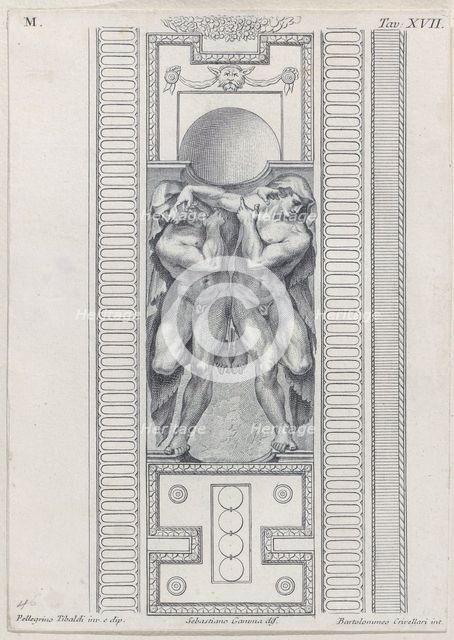 Plate 17: two nude figures wearing veils, 1756. Creators: Bartolomeo Crivellari, Sebastiano Gamma.