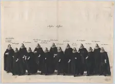 Plate 18: Aides marching in the funeral procession of Archduke Albert of Austria; from Po..., 1623. Creator: Cornelis Galle I