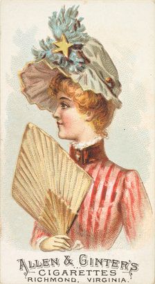 Plate 18, from the Fans of the Period series (N7) for Allen & Ginter Cigarettes Brands, 1889. Creator: Allen & Ginter