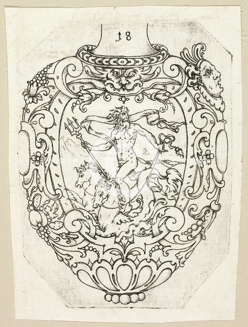 Plate 18, from twenty ornamental designs for goblets and beakers, 1604. Creator: Master AP.