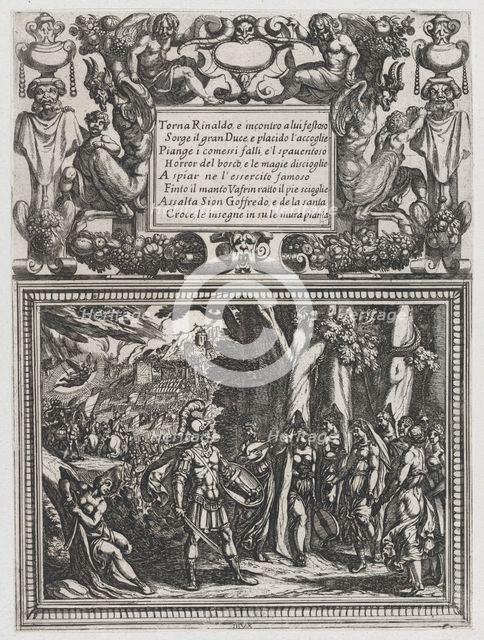 Plate 18: Illustration to Canto XVIII, from Torquato Tasso's 'Gerusalemme liberat..., ca. 1590-1630. Creator: Antonio Tempesta.