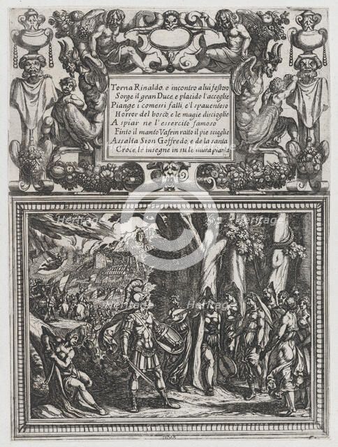 Plate 18: Illustration to Canto XVIII, from Torquato Tasso's 'Gerusalemme liberat..., ca. 1590-1630. Creator: Antonio Tempesta.