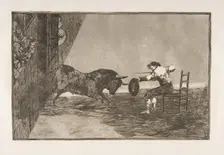 Plate 18 of the Tauromaquia': The daring of Martincho in the ring at Saragossa, 1816. Creator: Francisco Goya