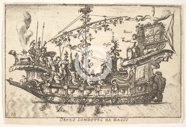 Plate 18: Orpheus led by Bacchus (Orfeo condotto da Bacco), from the series 'The magnifice..., 1664. Creator: Unknown.