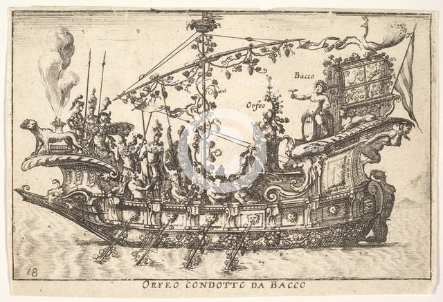 Plate 18: Orpheus led by Bacchus (Orfeo condotto da Bacco), from the series 'The magnifice..., 1664. Creator: Unknown.