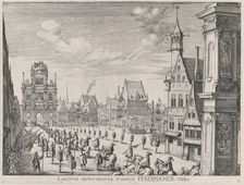 Plate 18: Procession of the Spanish Prince Ferdinand into the city of Ghent, January 28, 1..., 1636. Creators: Johannes Meursius, Willem van der Beke