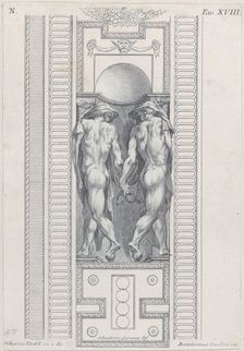 Plate 18: two nude figures wearing veils, seen from behind, 1756. Creators: Bartolomeo Crivellari, Sebastiano Gamma