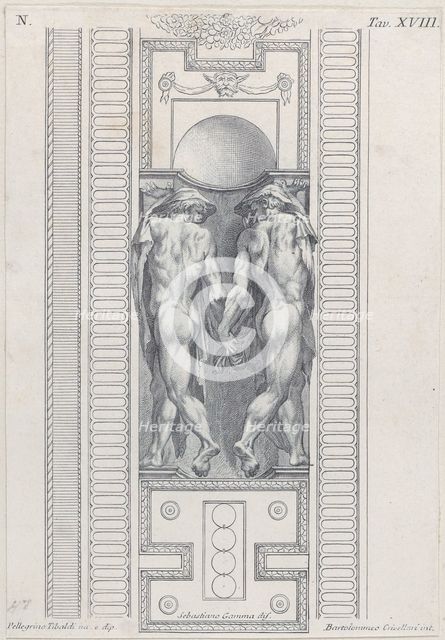 Plate 18: two nude figures wearing veils, seen from behind, 1756. Creators: Bartolomeo Crivellari, Sebastiano Gamma.
