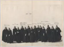 Plate 19: Aides marching in the funeral procession of Archduke Albert of Austria; from Po..., 1623. Creator: Cornelis Galle I