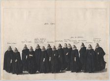 Plate 19: Aides marching in the funeral procession of Archduke Albert of Austria; from Po..., 1623. Creator: Cornelis Galle I