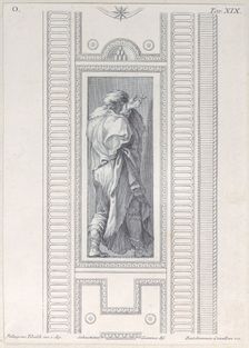 Plate 19: figure seen from behind with left hand raised, 1756. Creators: Bartolomeo Crivellari, Sebastiano Gamma