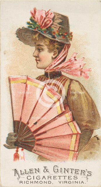 Plate 19, from the Fans of the Period series (N7) for Allen & Ginter Cigarettes Brands, 1889. Creator: Allen & Ginter.