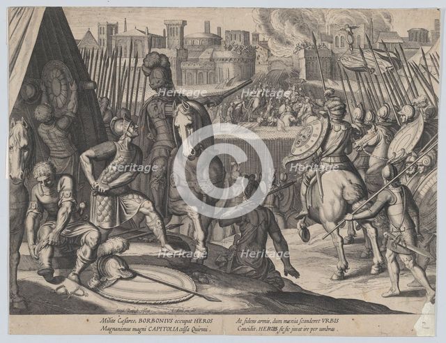 Plate 2: The city of Rome taken by Constable of Bourbon, from the Triumphs of Charles V, 1614. Creator: Cornelis Boel.