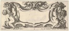 Plate 2: a cartouche with a child seen from the back to left and a child seen from ..., ca. 1640-45. Creator: Francois Collignon