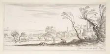 Plate 2: a peasant woman removing her shoes in center, another peasant woman and two c..., ca. 1641. Creator: Stefano della Bella