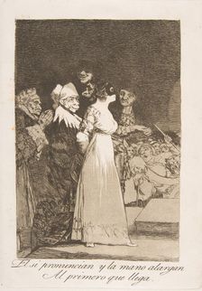 Plate 2 from Los Caprichos : They say yes and give their hand to the first comer (El si ..., 1799. Creator: Francisco Goya