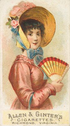 Plate 2, from the Fans of the Period series (N7) for Allen & Ginter Cigarettes Brands, 1889. Creator: Allen & Ginter