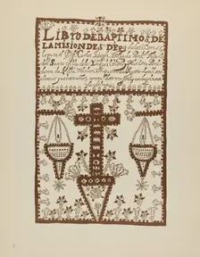 Plate 2: Jemez Book of Baptisms: From Portfolio "Spanish Colonial Designs of New Mexico", 1935/1942. Creator: Unknown